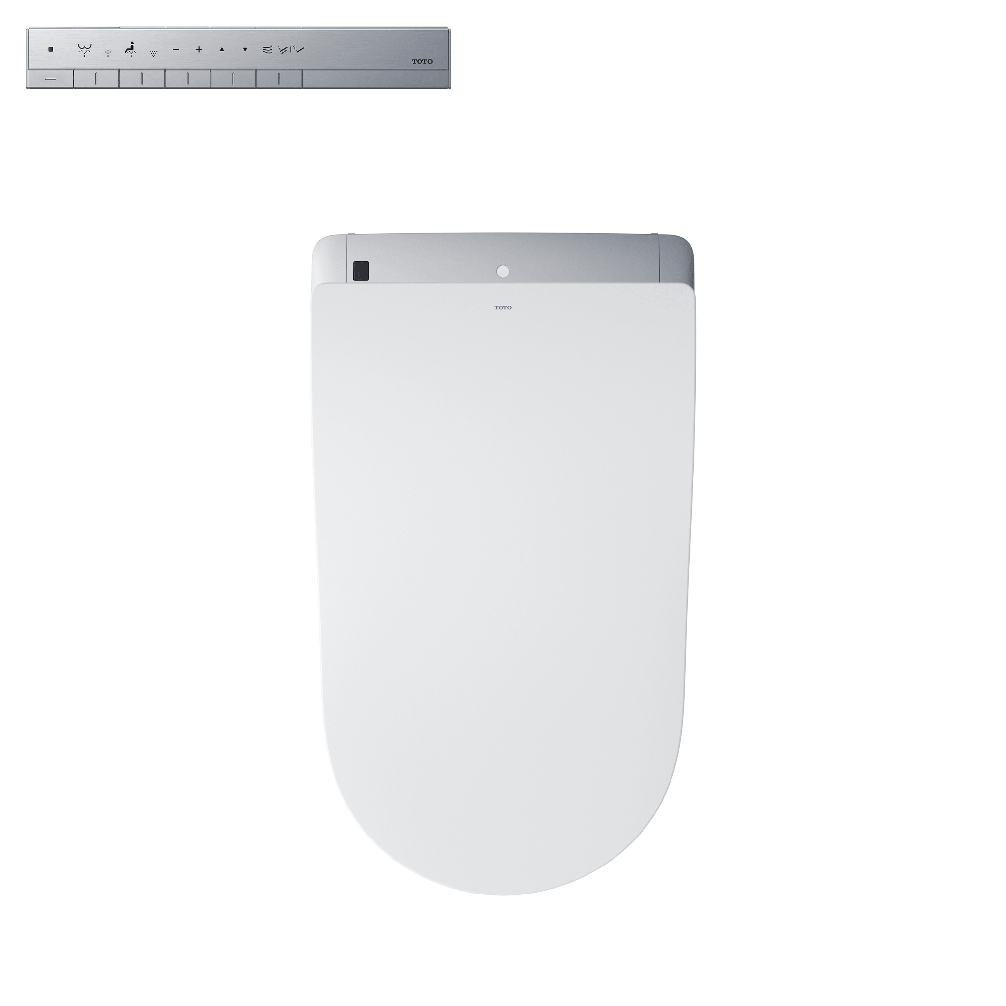 Neorest LS Cotton Silver Trim Top view with remote