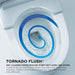 TOTO Neorest RS Bidet Toilet - Close-up of a toilet bowl with Tornado Flush technology and swirling water pattern.