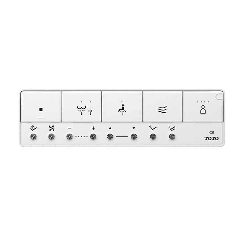 TOTO Neorest RS dual flush bidet toilet remote control panel with various function icons.