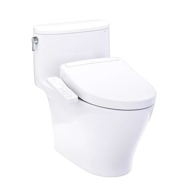 TOTO Nexus 1G WASHLET+ S2 One-Piece Toilet - 1.0 GPF - White toilet with seat cover on a white background