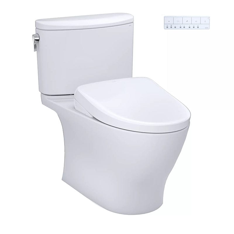 TOTO Nexus Washlet S7 two-piece toilet with 1.0 GPF, sleek design and remote control, ideal for modern bathrooms.