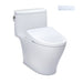 TOTO Nexus Washlet S7 One Piece 1.28 GPF toilet with remote control in white.