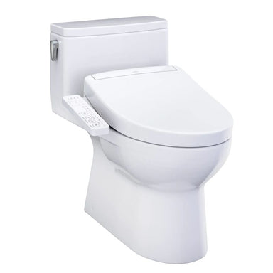 TOTO Redington 1G WASHLET+ S2 One-Piece Toilet - White toilet with bidet feature on a white background