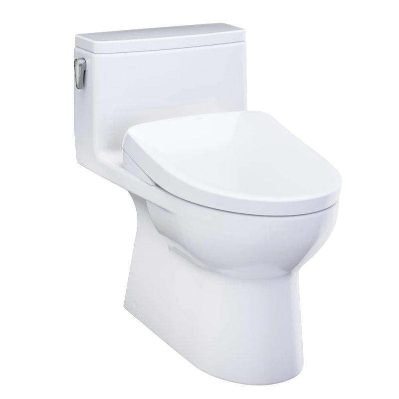 TOTO Redington WASHLET+ S7 One-Piece Toilet - White toilet on a white background
