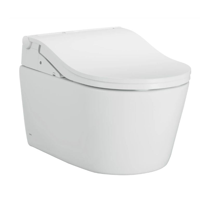 TOTO RP WASHLET+ RW Wall-Hung Toilet - Matte white toilet bowl with seat on a white background