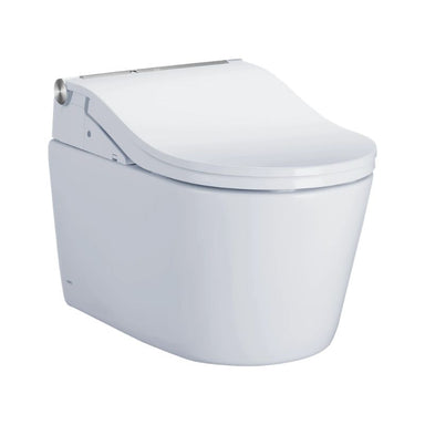 TOTO RP WASHLET+ RW Wall-Hung Toilet - White toilet bowl with closed lid on a white background