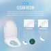 TOTO WASHLET S2 Bidet Seat - washlet with clean resin technology on a blue background
