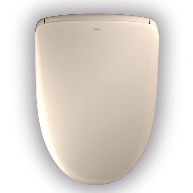 TOTO Washlet S7A Bidet Toilet Seat Elongated - Sedona Beige - top view on a white background