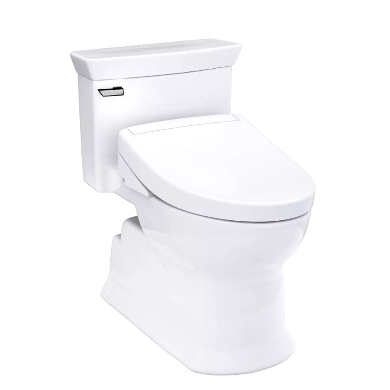 TOTO Soirée WASHLET+ S5 One-Piece Toilet - 1.28 GPF - White toilet on a white background