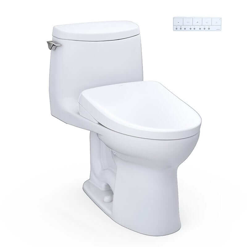 TOTO UltraMax II 1G Washlet+ S7A One-Piece toilet with remote control and sleek design for modern bathrooms.