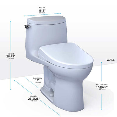 TOTO UltraMax II 1G Washlet+ S7A One-Piece - dimensions