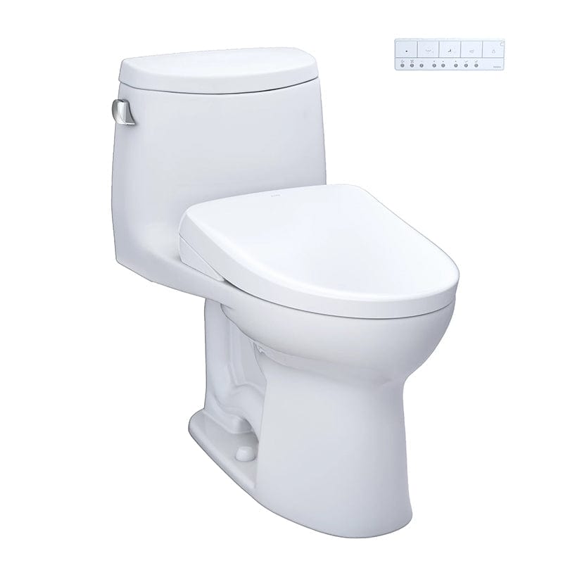 TOTO UltraMax II Washlet+ S7 One Piece 1.28 GPF toilet with modern design and remote control