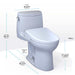 TOTO UltraMax II Washlet+ S7A toilet with dimensions and measurements displayed