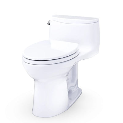 TOTO Ultramax Low Profile One-Piece Toilet - 1.28 GPF - White toilet on a white background