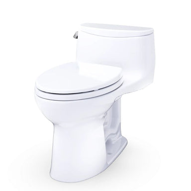 TOTO Ultramax Low Profile One-Piece Toilet - 1.28 GPF - White toilet on a white background