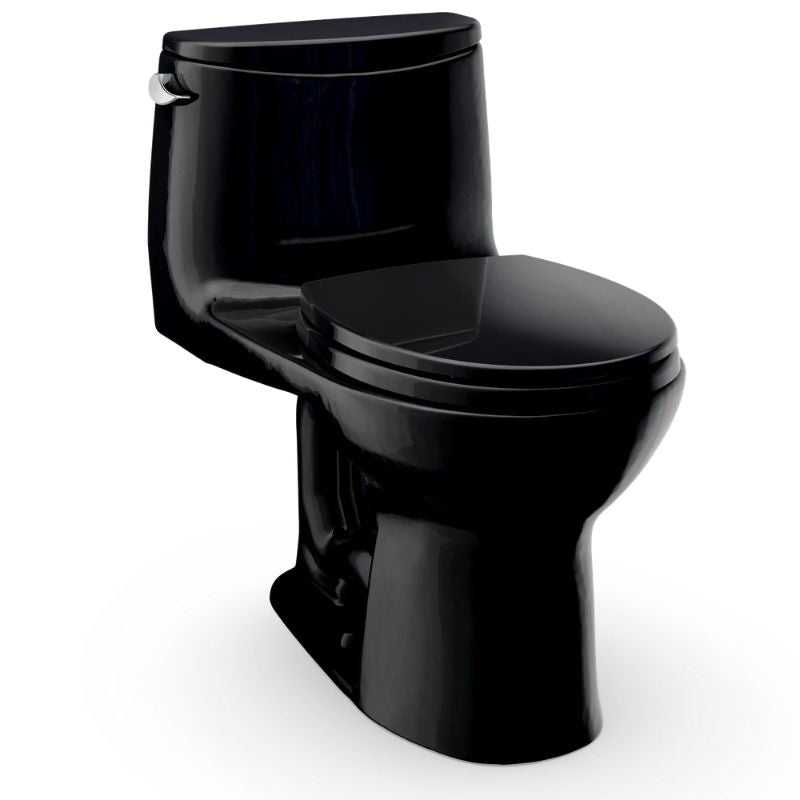 TOTO Ultramax One-Piece Round Toilet - 1.28 GPF - Black toilet on a white background