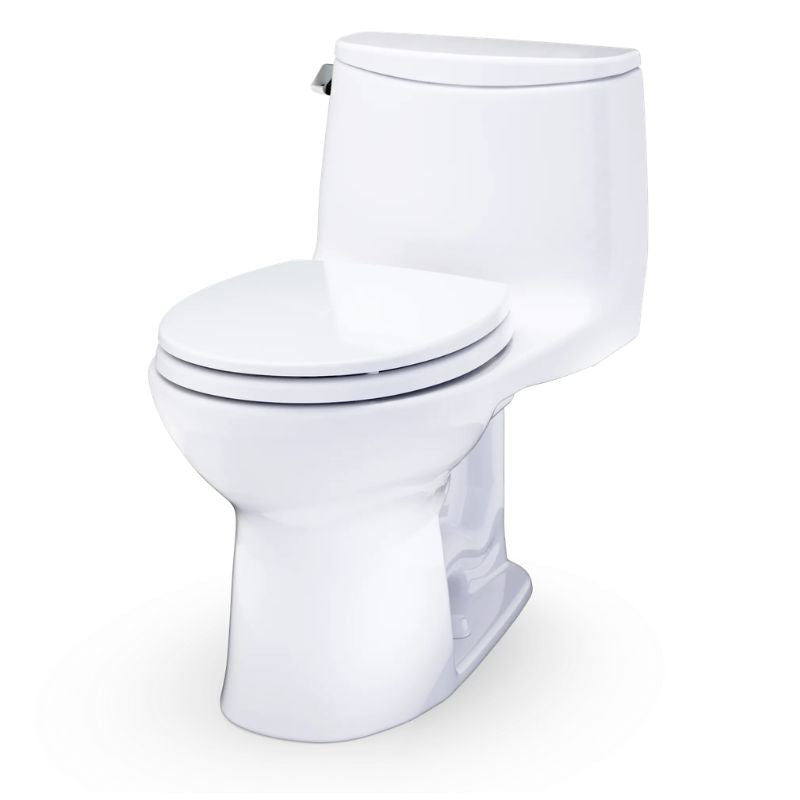 TOTO Ultramax One-Piece Round Toilet - 1.28 GPF - White toilet on a white background