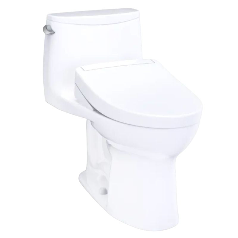 TOTO Ultramax WASHLET+S5 One-Piece Toilet - 1.28 GPF - White toilet on a white background