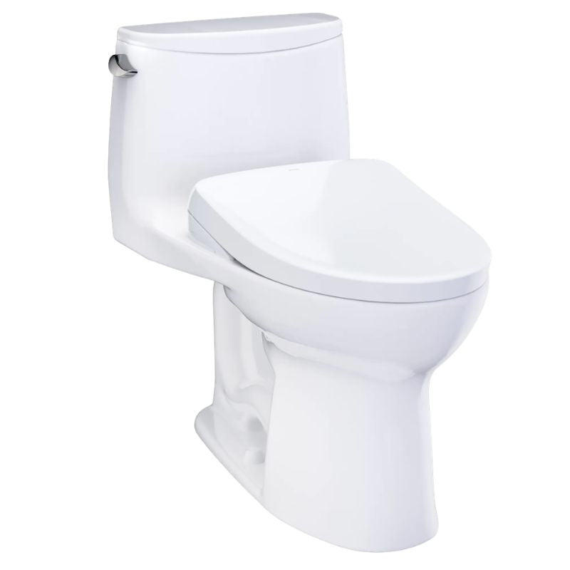 TOTO Ultramax WASHLET+S7 One-Piece Toilet - 1.28 GPF - White toilet on a white background
