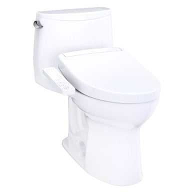 TOTO Ultramax WASHLET+ S2 One-Piece Toilet - 1.6 GPF - White toilet with bidet side panel on a white background