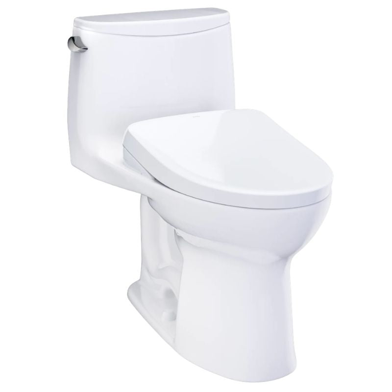TOTO Ultramax WASHLET+S7 One-Piece Toilet - White toilet on a white background