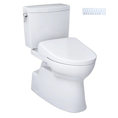 TOTO Vespin II 1G Washlet S7 two-piece toilet with remote control, 1.0 GPF, sleek white design.