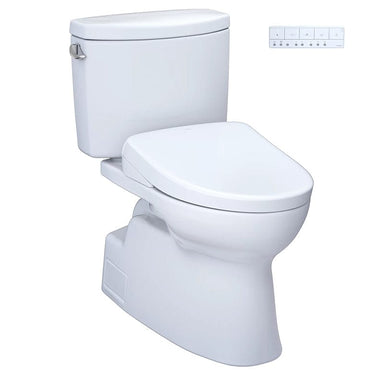 TOTO Vespin II Washlet + S7 Two-Piece 1.28 GPF toilet with remote control, featuring modern and efficient design.