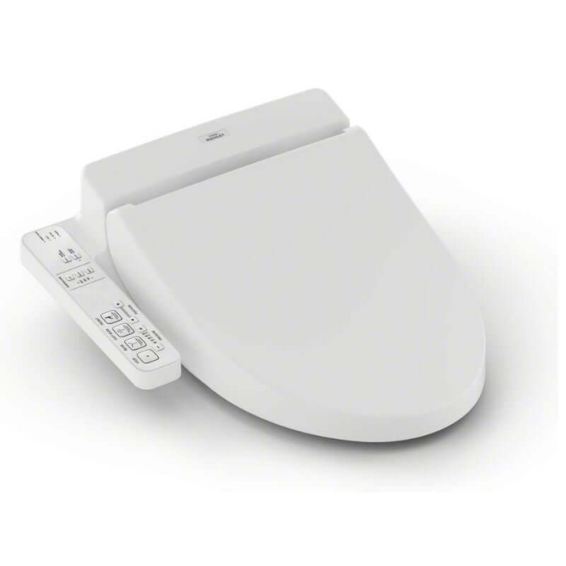 TOTO WASHLET® A100 - Elongated Bidet Seat with control panel, featuring adjustable water temperature and heated seat.