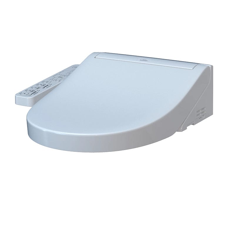 TOTO Washlet C2 bidet toilet seat with control panel in white, featuring a sleek design ideal for modern bathrooms.