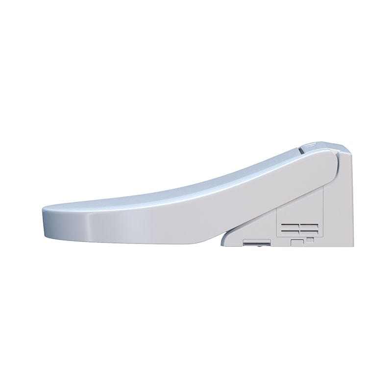 Side view of TOTO Washlet C5 Bidet Toilet Seat in white, highlighting sleek design and advanced features for enhanced bathroom comfort.