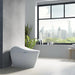 TOTO Washlet G5A Smart Bidet Toilet in modern bathroom with city view, featuring 1.2 and 1.0 GPF options.