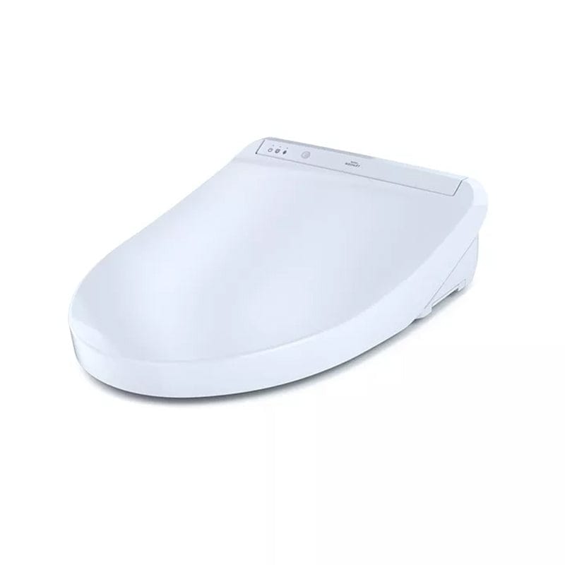 TOTO Washlet K300 elongated bidet toilet seat in white, shown in side profile.