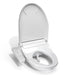 TOTO Washlet KC2 Bidet Toilet Seat with remote control, automated cleaning functions, and heated seat design, side view.