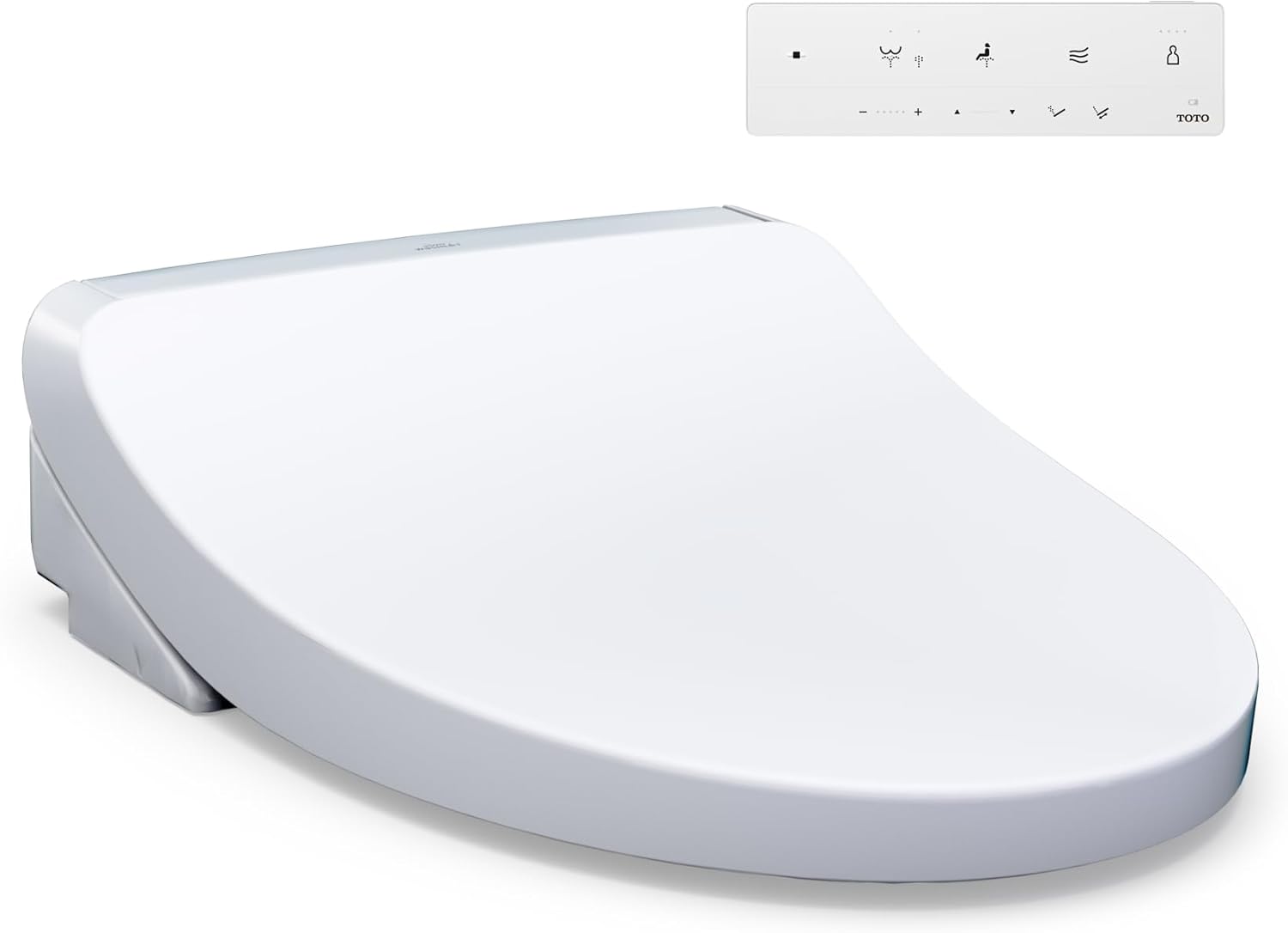 TOTO WASHLET KS5 Elongated Bidet Seat - White electronic toilet seat with control panel on a white background