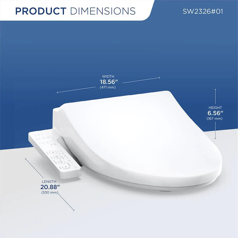 TOTO WASHLET S1 Bidet Seat - elongated dimensions
