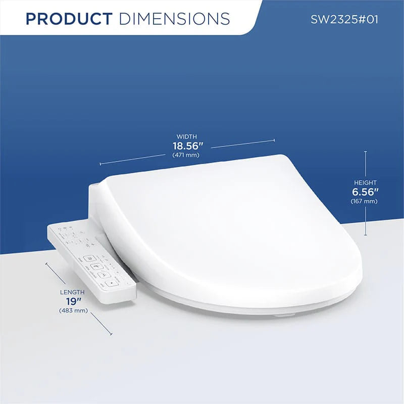 TOTO WASHLET S1 Bidet Seat - round dimensions