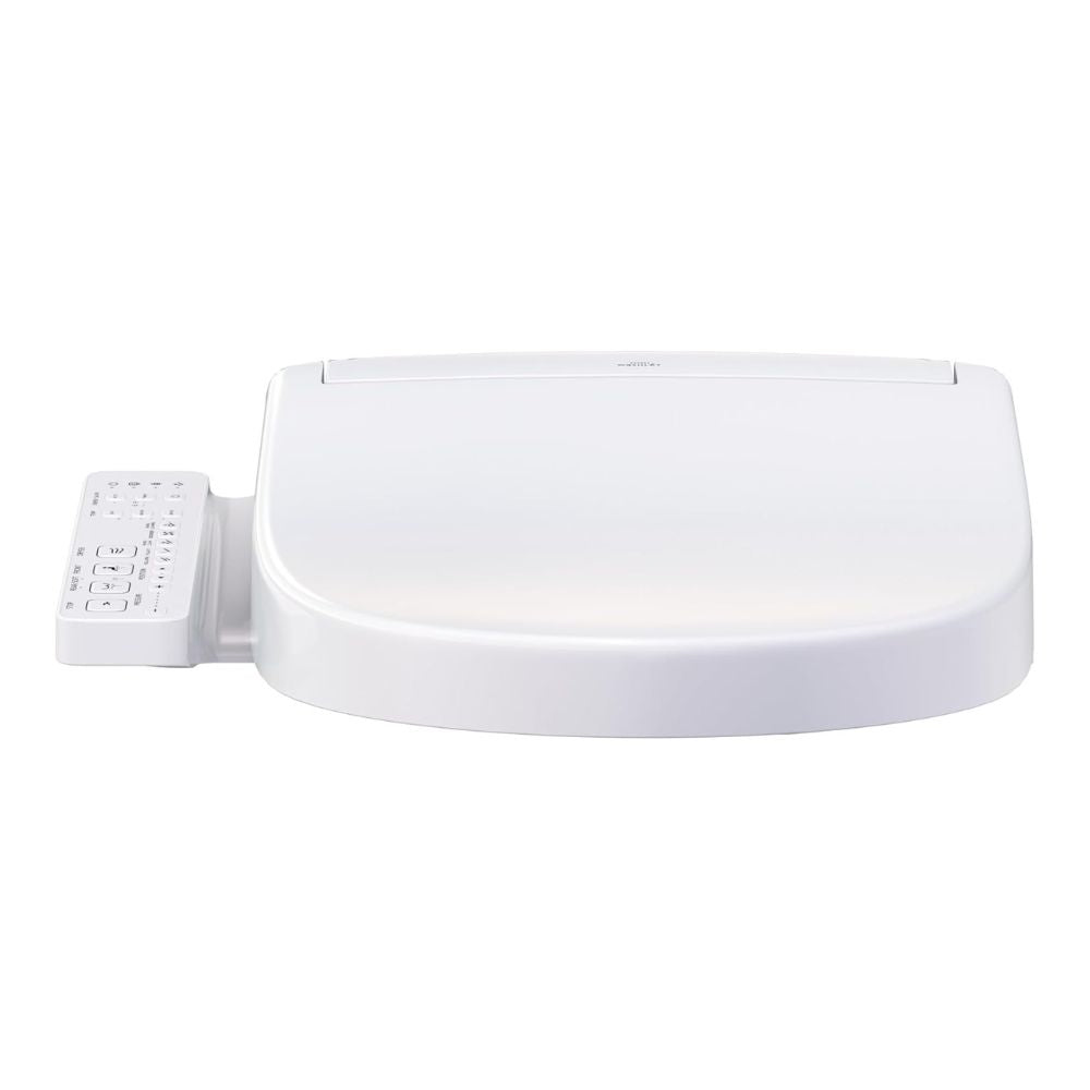 TOTO WASHLET® S2 Bidet Seat (Round & Elongated) - Elongated white toilet seat with remote on a white background