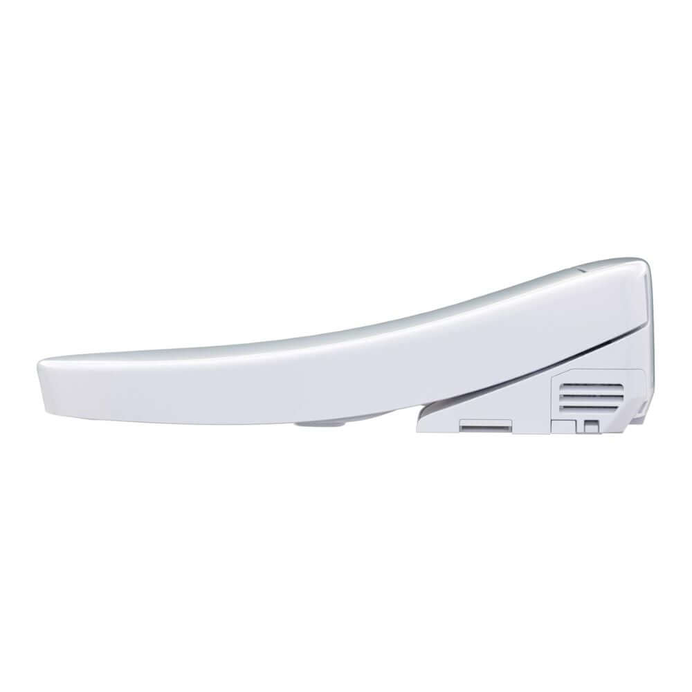 TOTO WASHLET S2 Bidet Seat - right side view of white elongated bidet seat on a white background