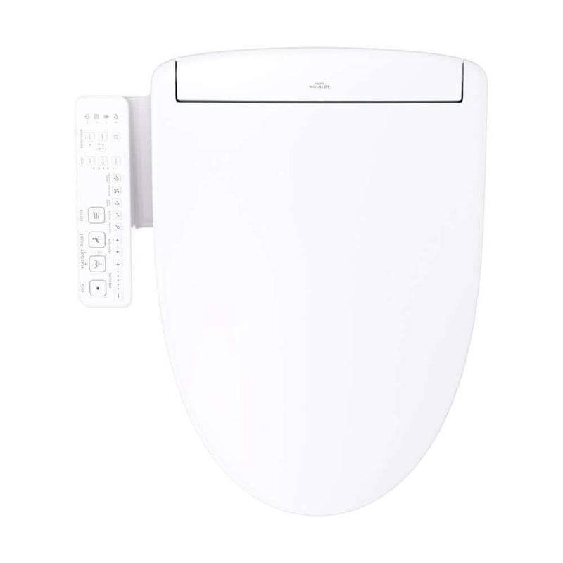 TOTO WASHLET S2 Bidet Seat - top view of elongated bidet toilet seat on a white background