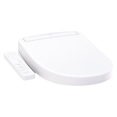TOTO WASHLET® S2 Bidet Seat (Round & Elongated) - Round white toilet seat with remote control on a white background
