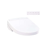 TOTO WASHLET S5 Bidet Seat with remote, featuring EWATER+, PREMIST, heated seat, warm air dryer, night light, and deodorizer.