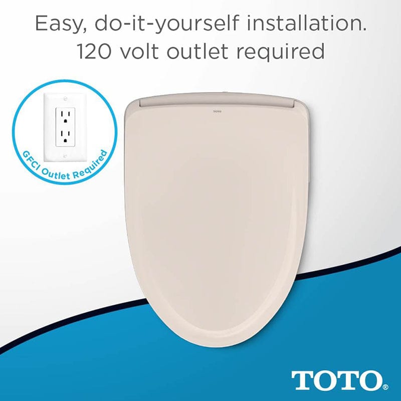 TOTO Washlet S550E Bidet Toilet Seat in Sedona Beige, featuring easy installation with 120 volt outlet requirement.