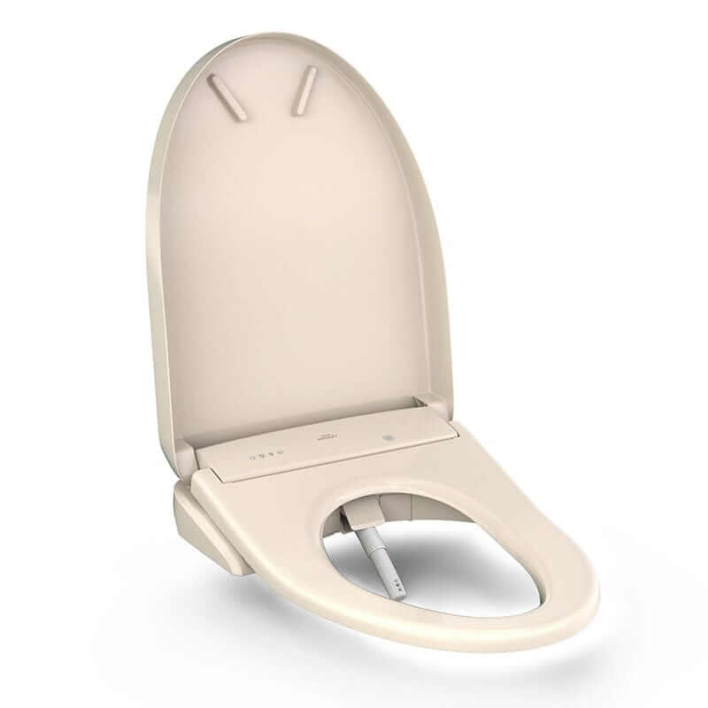 TOTO Washlet S7 - Elongated Bidet Seat, Sedona Beige - Beige toilet seat with cover on a white background
