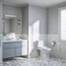 TOTO Washlet S7 - Elongated Bidet Seat, Sedona Beige - Modern bathroom with gray walls, white fixtures, and a mirror.