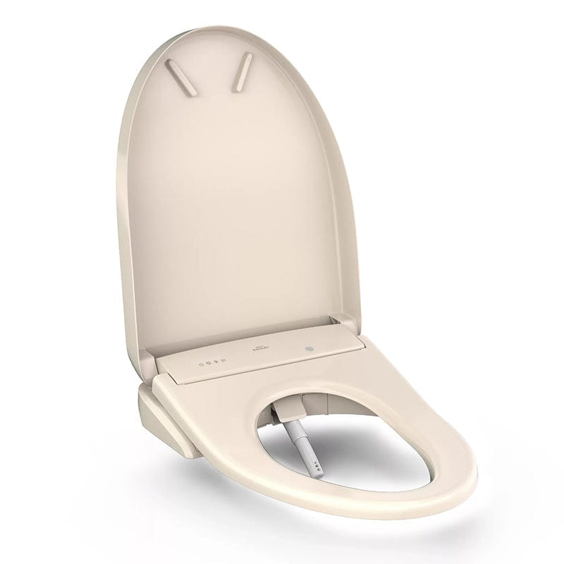 TOTO Washlet S7A Bidet Toilet Seat Elongated in Sedona Beige, featuring advanced cleaning technology with open lid view.