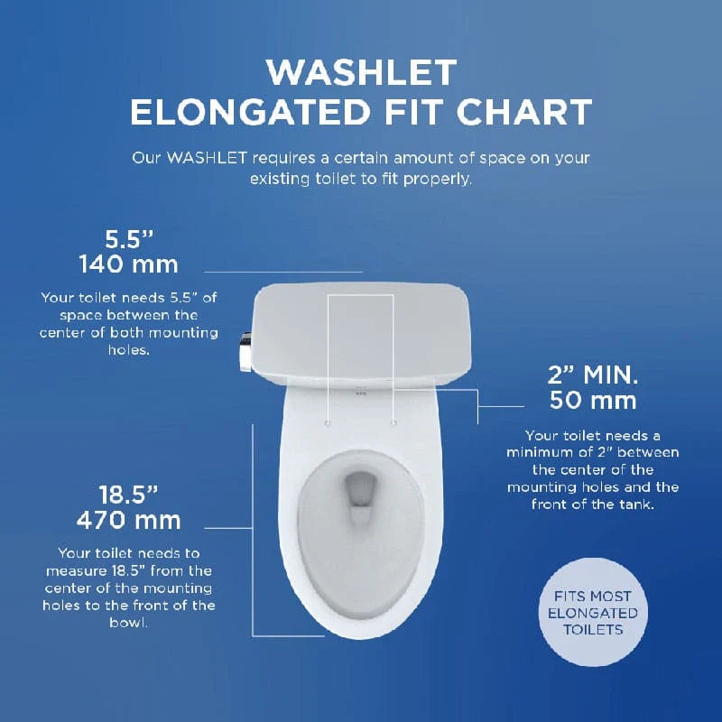 TOTO WASHLET S1 Bidet Seat - elongated fit chart
